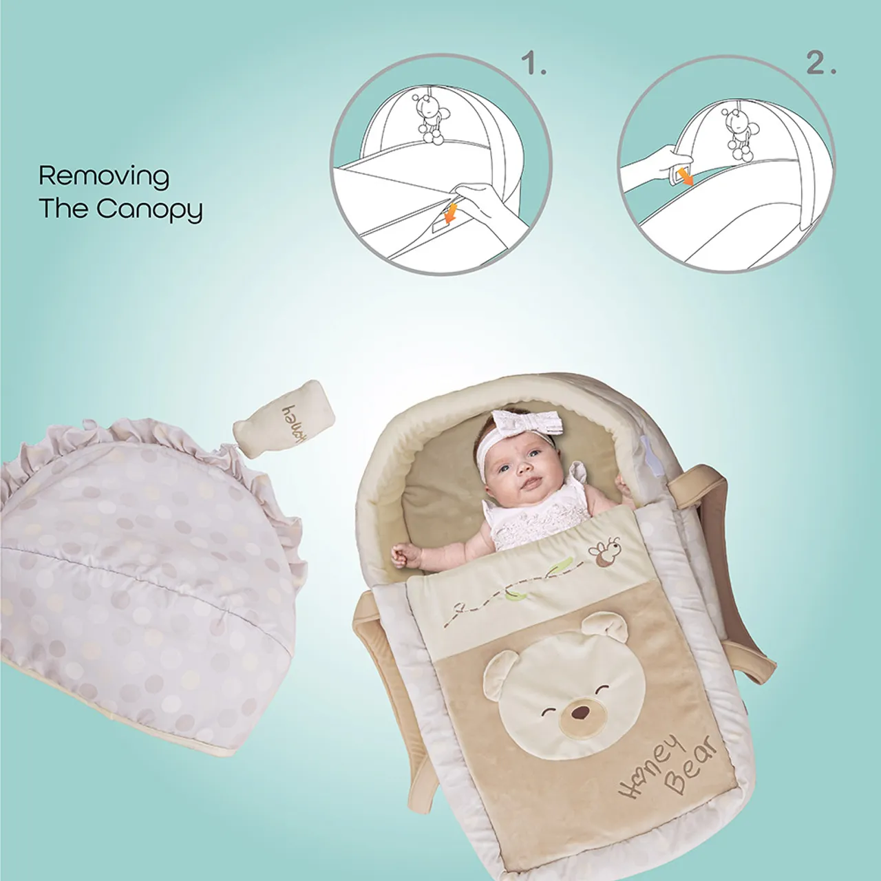 Moon Honey Bear Carrycot / Portable Baby Bassinet (0+) — Photograph 5 of 5