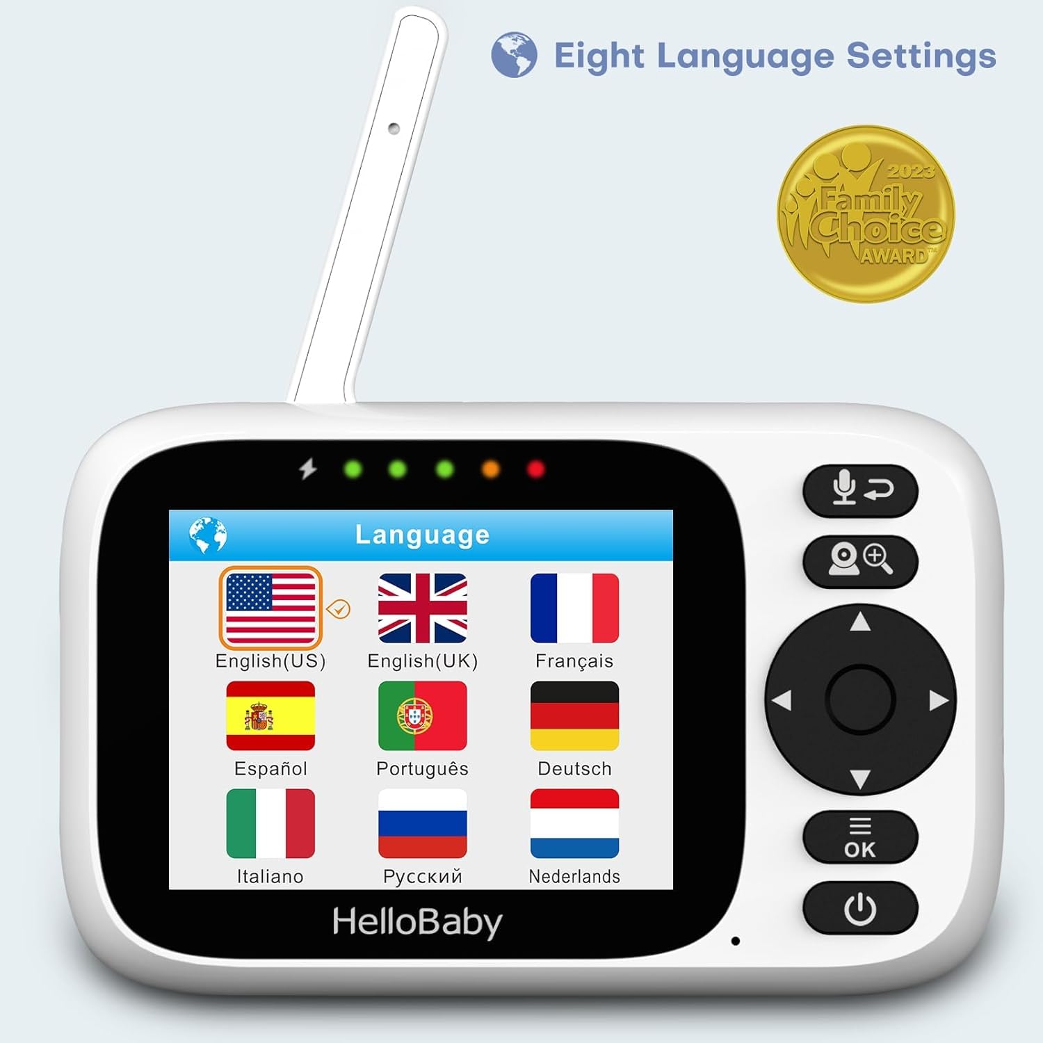 Hello Baby Baby Monitor No WiFi, Video Baby Monitors with Camera and Audio,3.2'' IPS Screen, Remote Pan-Tilt-Zoom Baby Camera Monitor,Plug&Play,Night Vision,1000ft Range,2-Way Talk, ECO Mode,Temperature — Photograph 8 of 8