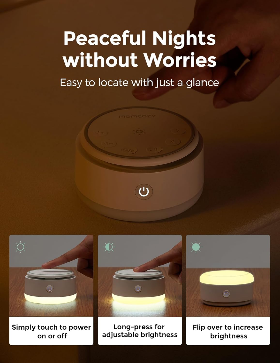 Momcozy Sound Machine for Baby 20 Soothing Sounds & Touch Warm Light Portable White Noise for Kids & Adults for Sleeping Timer and Memory — Photograph 4 of 8