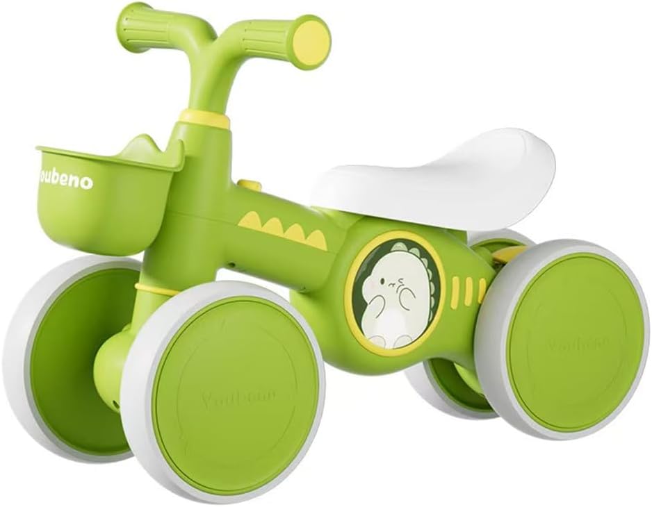 Baby Balance Bike, Toddler Balance Car Indoors and Outdoors for 12-36 Months, First Bicycle without Pedal Four Wheels with Music and Lights, First Ride on Toys First Birthday Gift (Green) — Photograph 2 of 8
