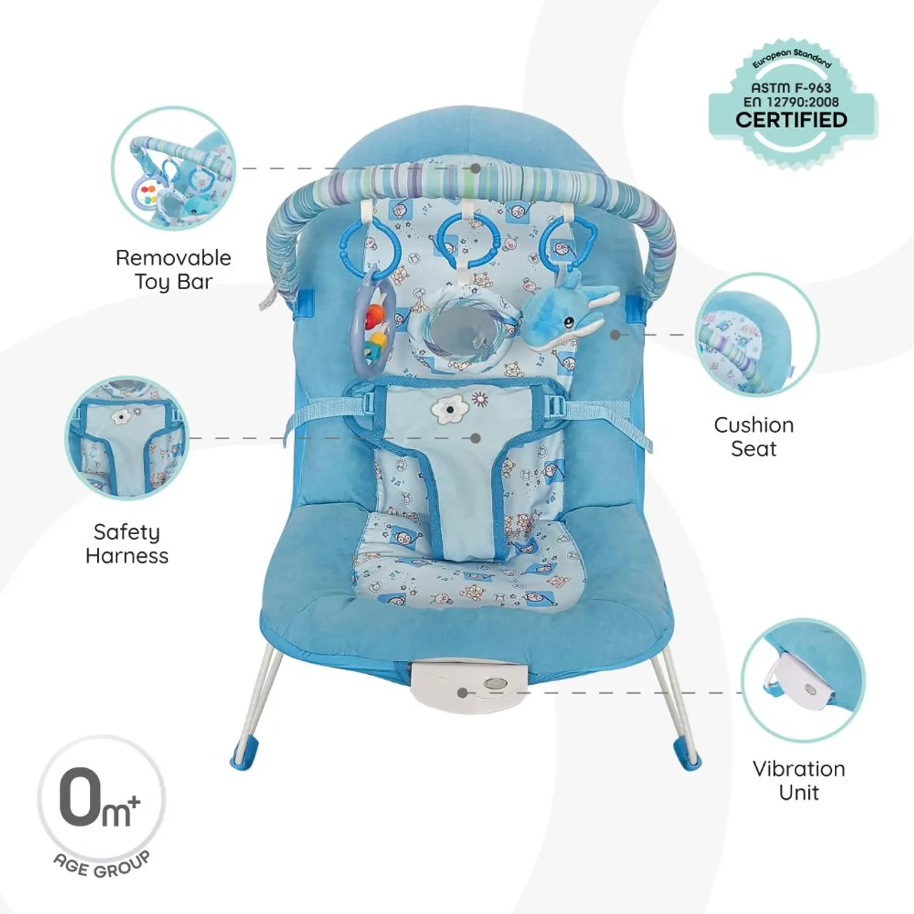 Moon Hop Baby Bouncer with Lion Toy Bar — Photograph 2 of 6