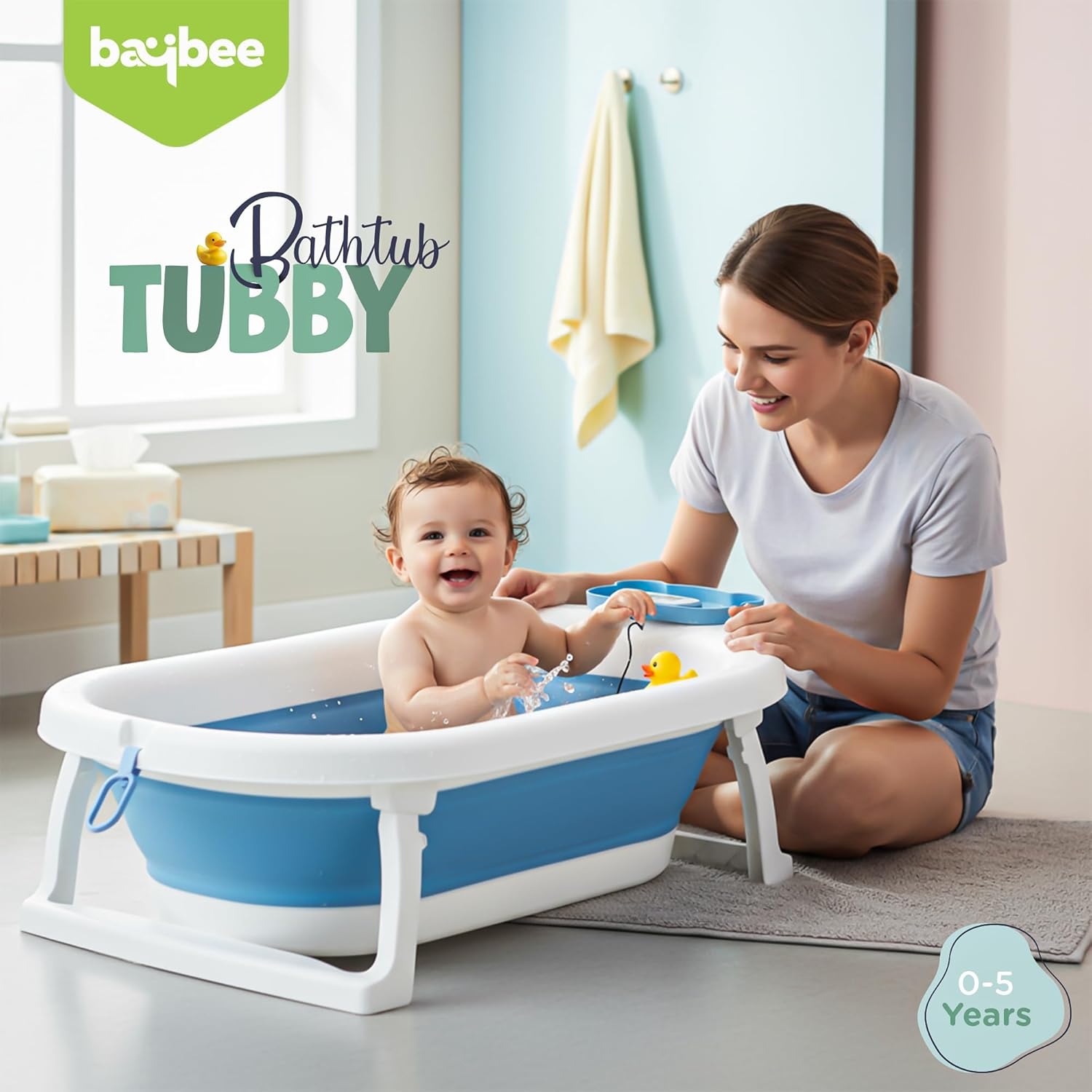 Baybee Tubby Foldable Baby Bath Tub for 0-5 Years | Portable Bathtub for Kids with Anti-Skid Base, Temperature Meter & Drain Plug — Photograph 3 of 7