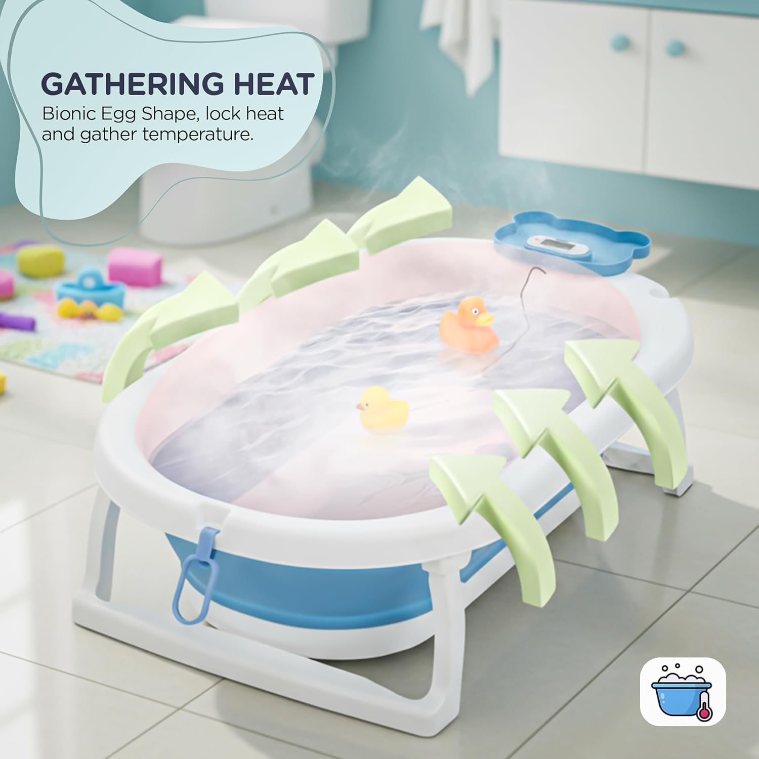 Baybee Tubby Foldable Baby Bath Tub for 0-5 Years | Portable Bathtub for Kids with Anti-Skid Base, Temperature Meter & Drain Plug — Photograph 4 of 7