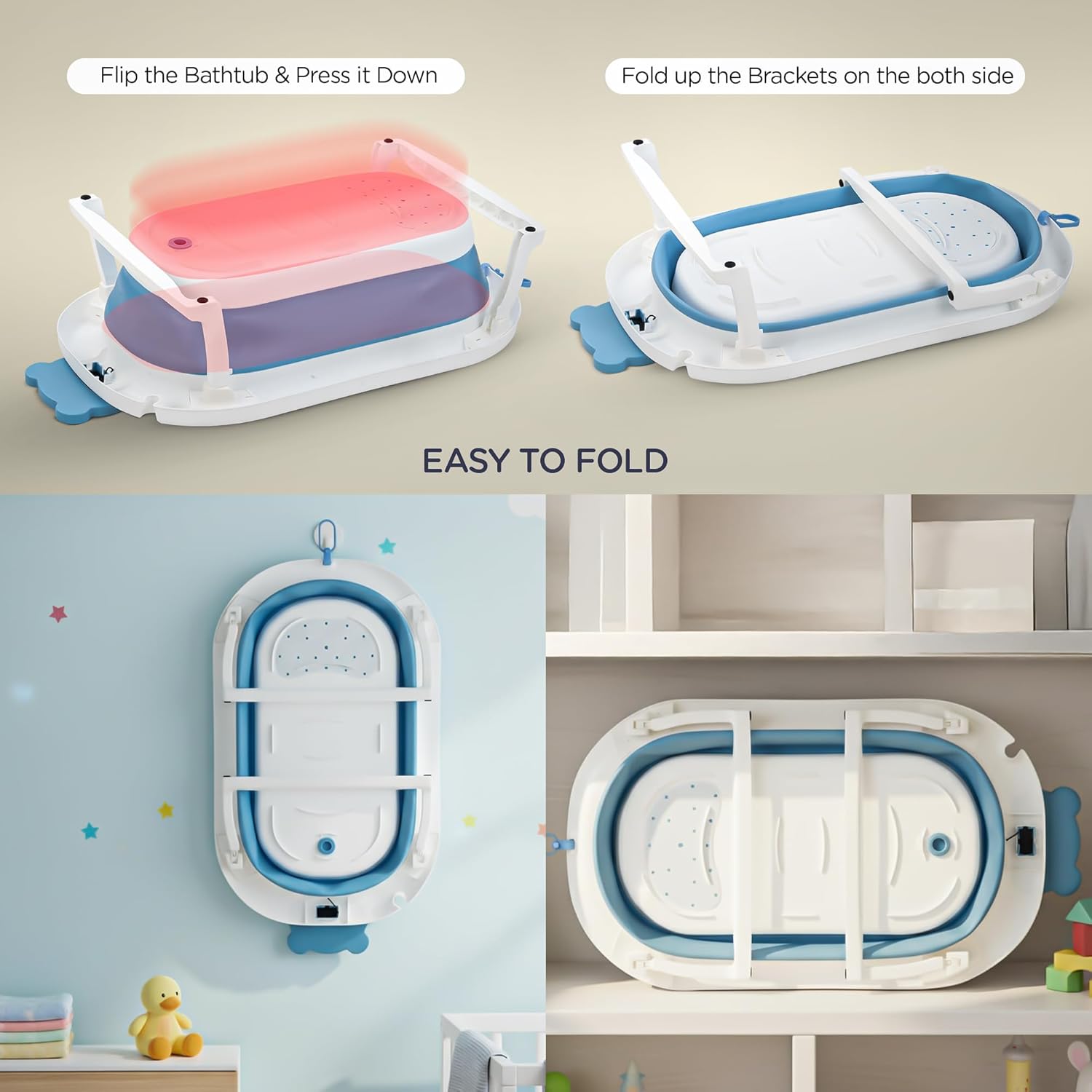 Baybee Tubby Foldable Baby Bath Tub for 0-5 Years | Portable Bathtub for Kids with Anti-Skid Base, Temperature Meter & Drain Plug — Photograph 5 of 7