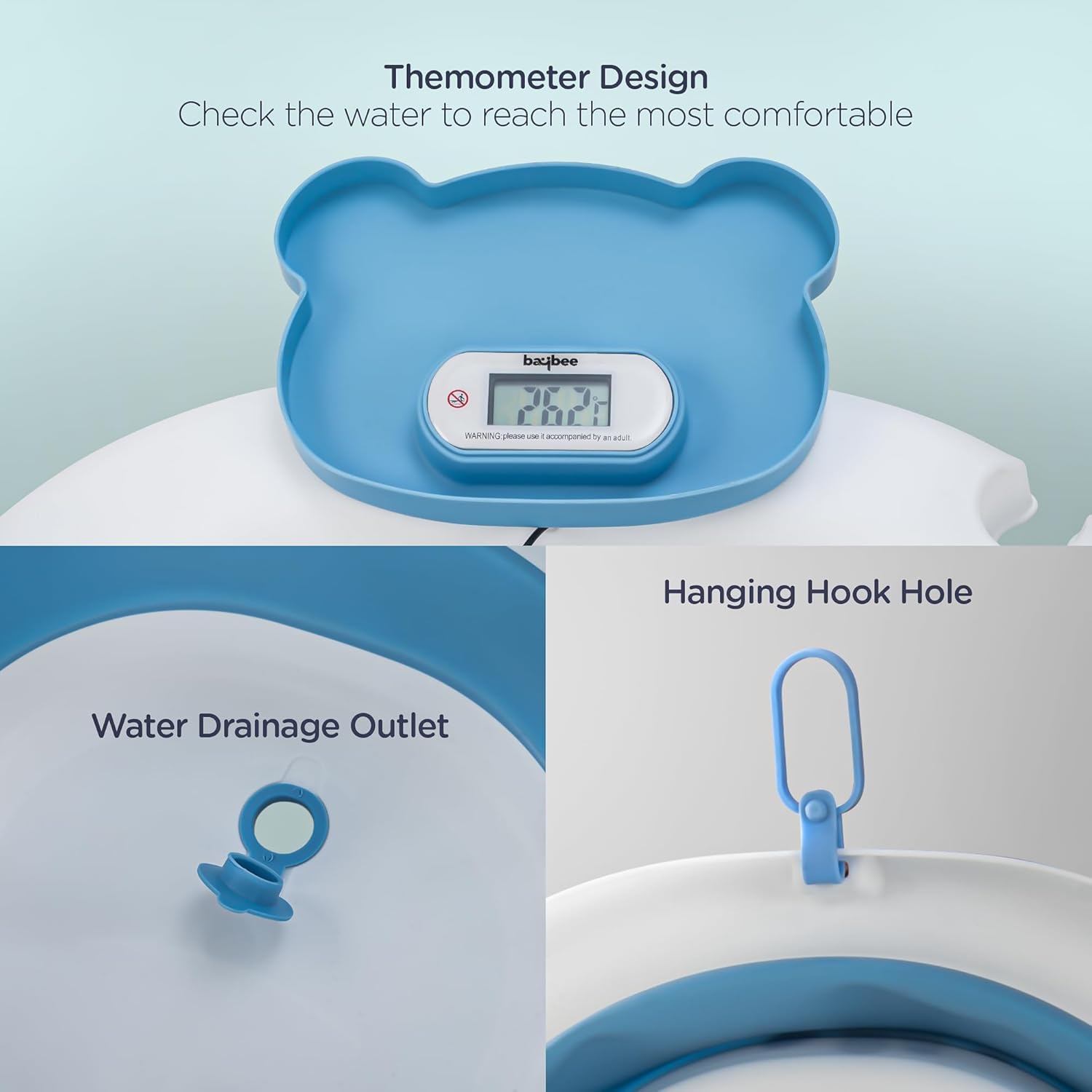 Baybee Tubby Foldable Baby Bath Tub for 0-5 Years | Portable Bathtub for Kids with Anti-Skid Base, Temperature Meter & Drain Plug — Photograph 6 of 7