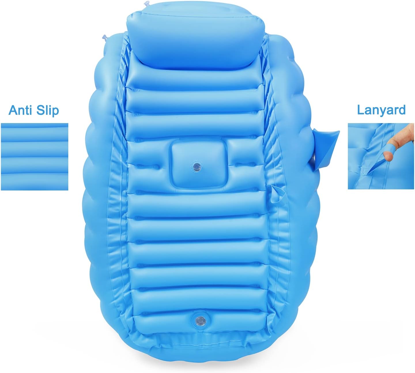 PandaEar Baby Inflatable Bathtub, Portable Travel Baby Infant Bath Tub Toddler Bathtub with Air Pump, Foldable Non-Slip Shower Basin Mini Air Swimming Pool for Newborn (Blue) — Photograph 2 of 6