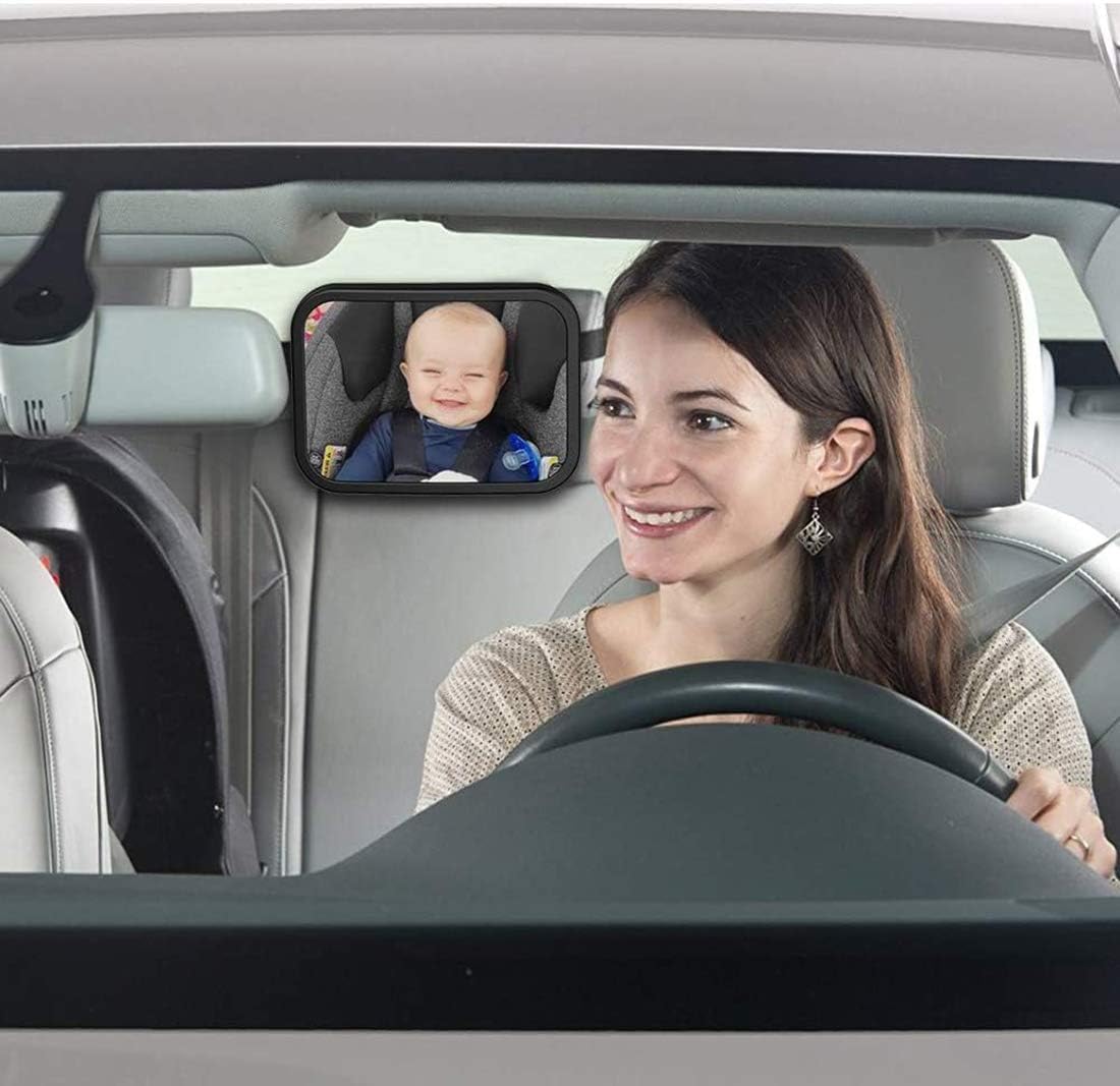 Car Backseat Safety Mirror, CharmCollection Peace of Mind to Keep An Eye on Baby in A Rear Facing Child Seat Premium Black Frame Car Rear View Baby Car Seat Mirror for Baby Back Seat Child Seats — Photograph 2 of 5