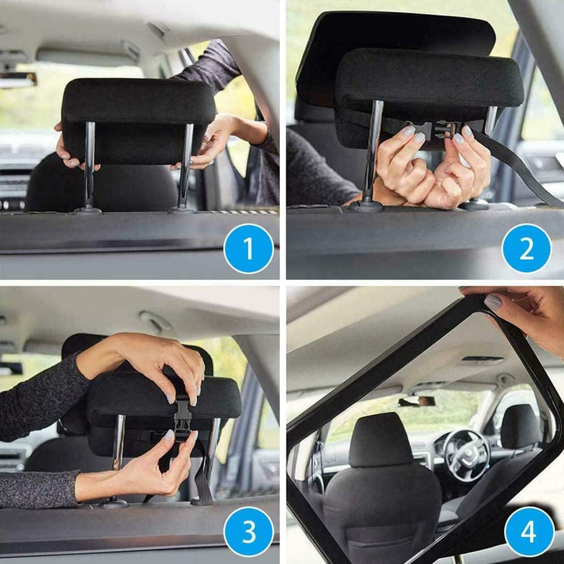 Car Backseat Safety Mirror, CharmCollection Peace of Mind to Keep An Eye on Baby in A Rear Facing Child Seat Premium Black Frame Car Rear View Baby Car Seat Mirror for Baby Back Seat Child Seats — Photograph 3 of 5