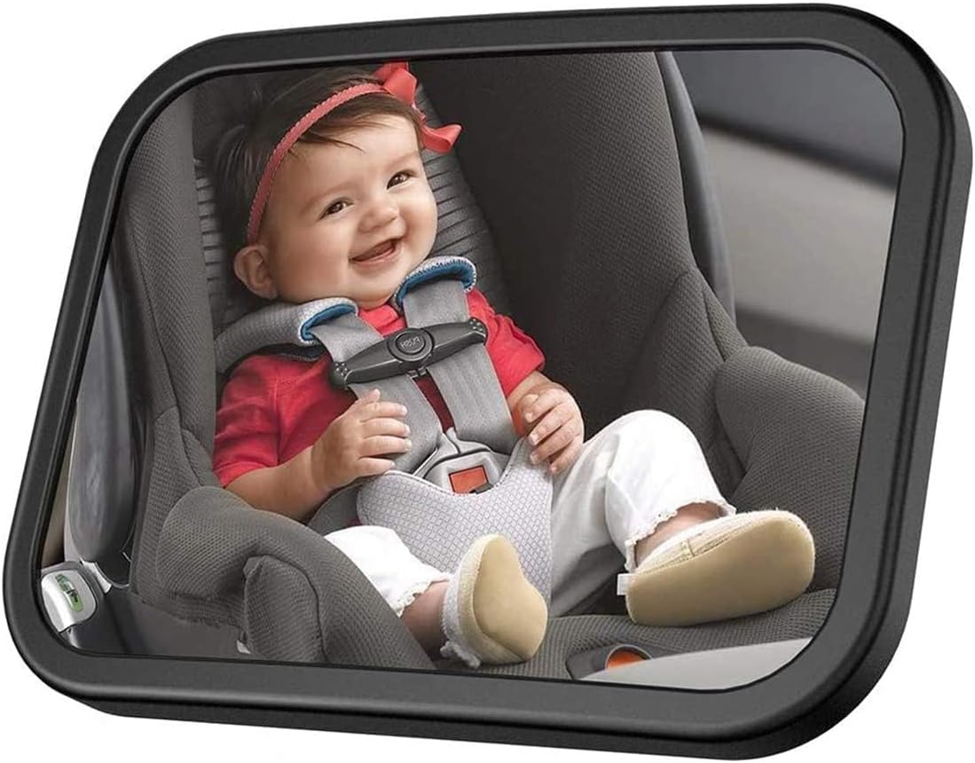 Car Backseat Safety Mirror, CharmCollection Peace of Mind to Keep An Eye on Baby in A Rear Facing Child Seat Premium Black Frame Car Rear View Baby Car Seat Mirror for Baby Back Seat Child Seats — Photograph 4 of 5