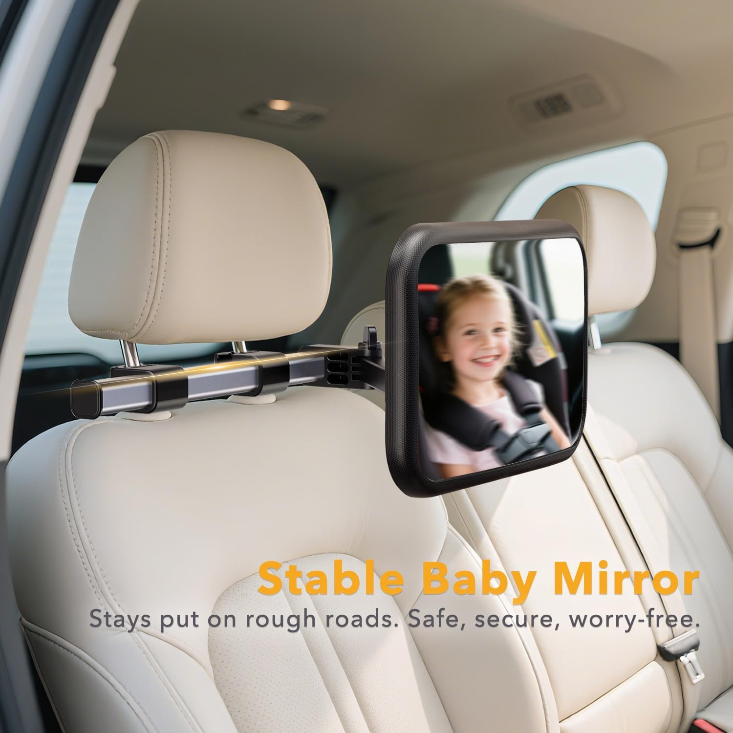 WEKUBA Baby Car Mirror, Stretchable Adjustable Car Mirror for Baby, 360°Rotating, Safe Shatterproof Car Seat Mirror, Shockproof Car Seat Mirror, Hook and Clip Design, Easy to install, Child Essentials — Photograph 5 of 7