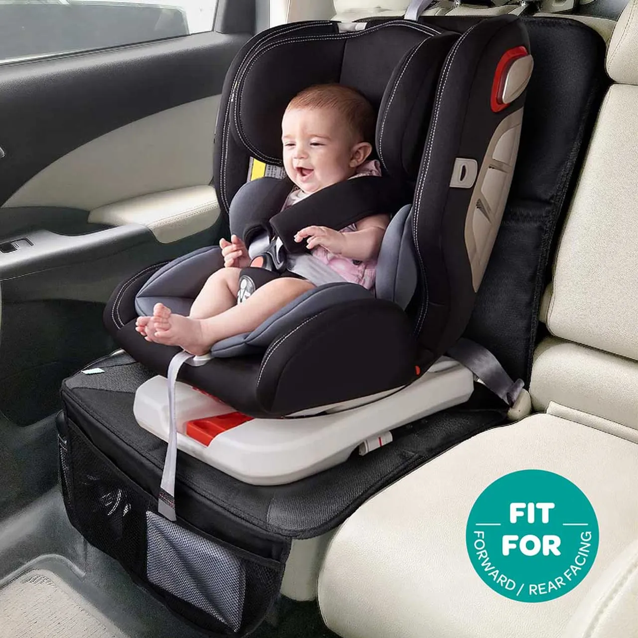 Moon Waterproof Car Seat Protector with Storage Pocket - Black — Photograph 4 of 6