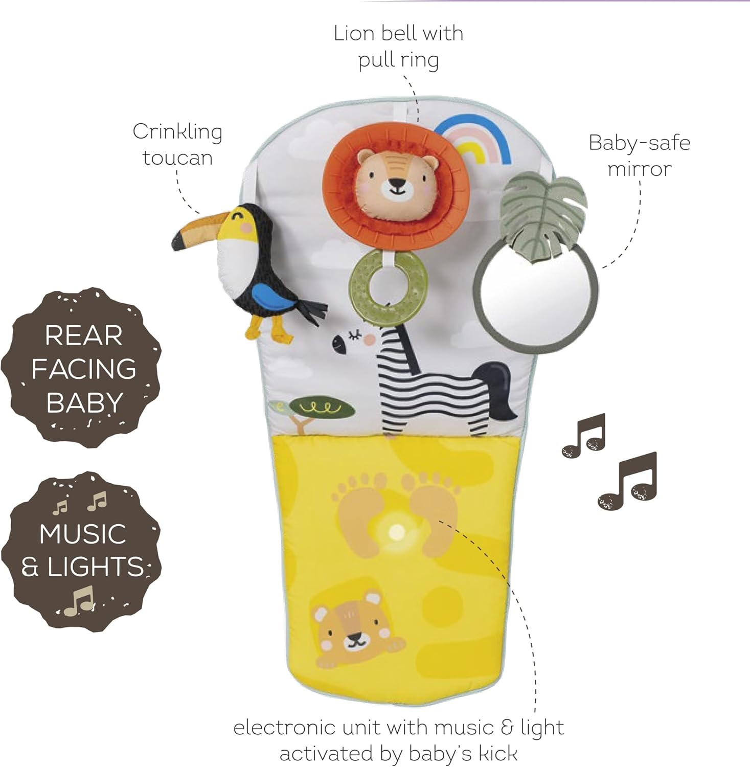 Musical Car Seat Toys for 0-12 Month Old Babies - Activity Center with Sensory Soft Hanging Toys and Mirror - Carseat Gift for Infants — Photograph 4 of 8