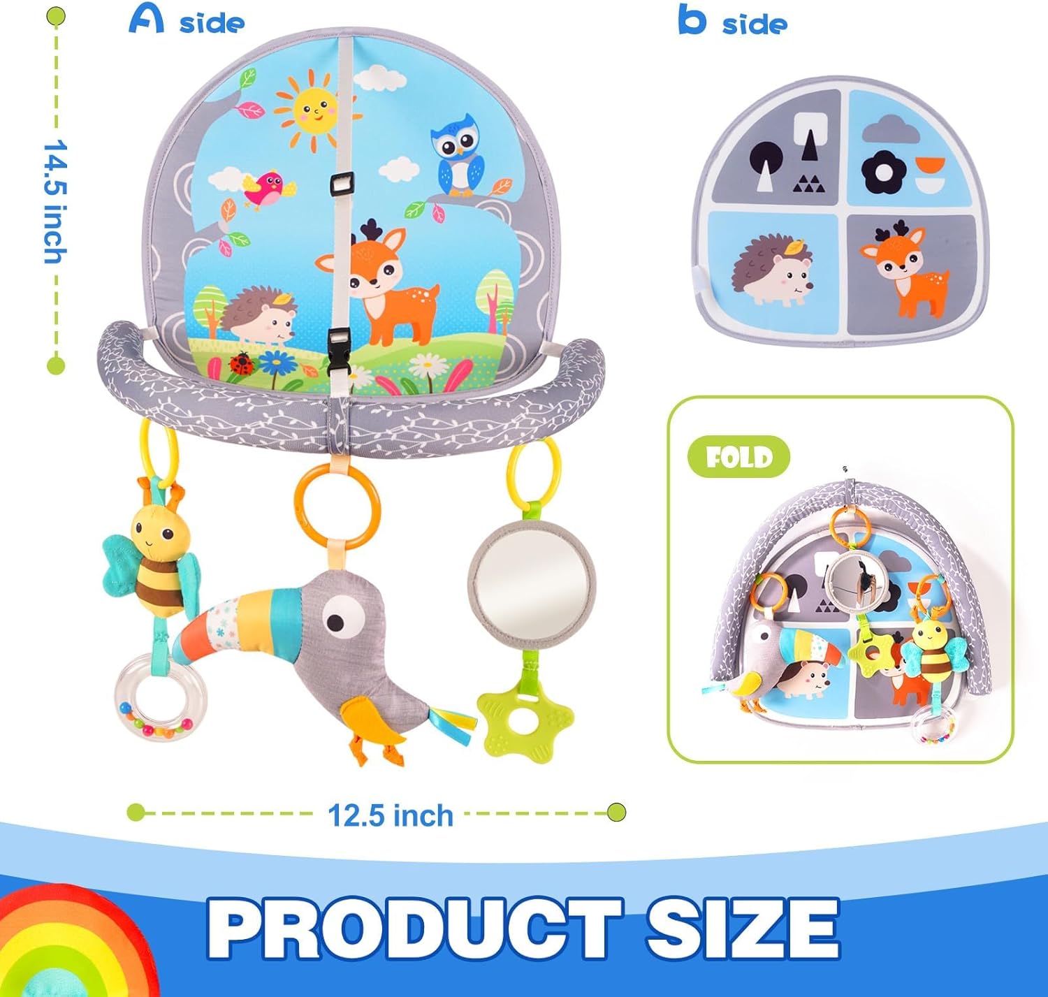 KASTWAVE Koty Rear Facing Car Seat Toy, Baby Kick & Play Activity Center, Car Seat Activity Arch with Music, Mirror and Rattle Toys for Children, Developmental Toys for Babies, Travel Toddler Toys — Photograph 5 of 5