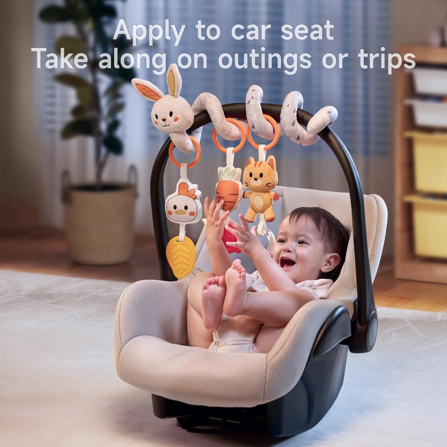 TUMAMA Spiral Car Seat Toys Baby Toys for 0 3 6 9 12 Months, Infant Stroller Toy Newborn Hanging Toys with Rattle — Photograph 3 of 6