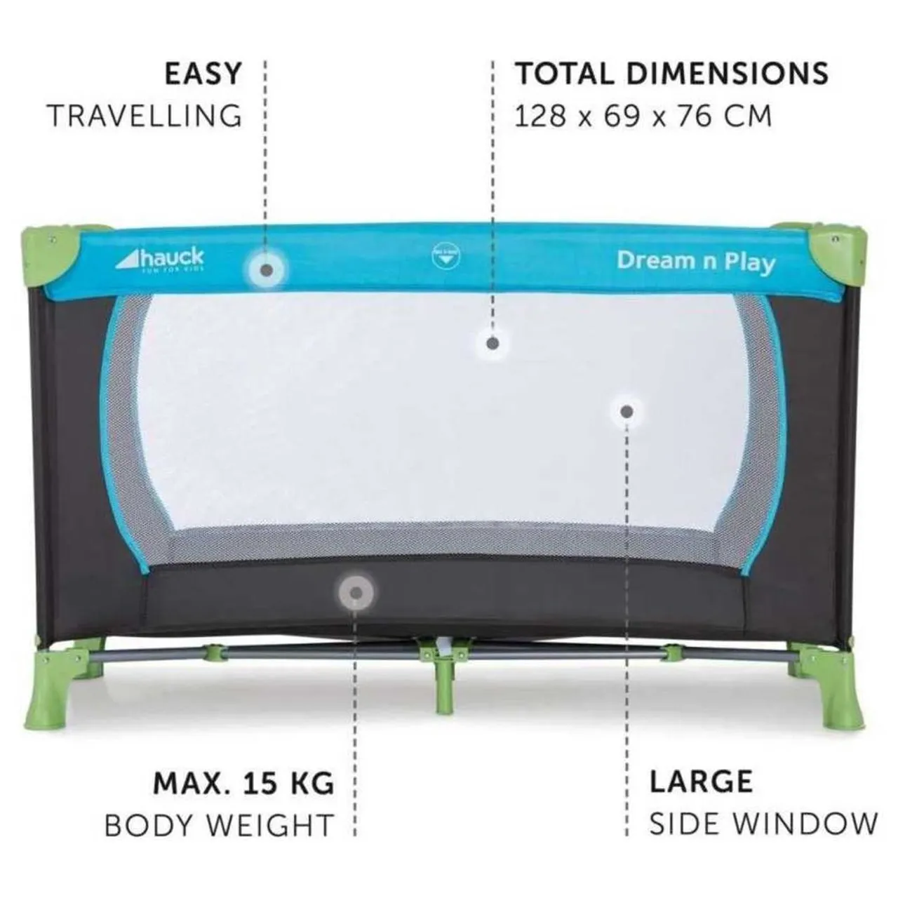 Hauck Dream'N Play Travel Cot - Water Blue — Photograph 5 of 7