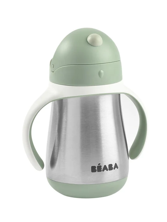 Beaba Stainless Steel Straw Cup - Sage Green — الصورة 2 من 3