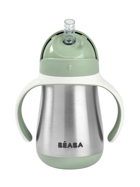 Beaba Stainless Steel Straw Cup - Sage Green — الصورة 3 من 3