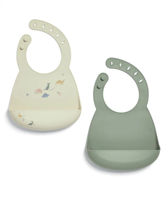 Silicone Bibs (Pack of 2) - Dino Teal — Photograph 2 of 3