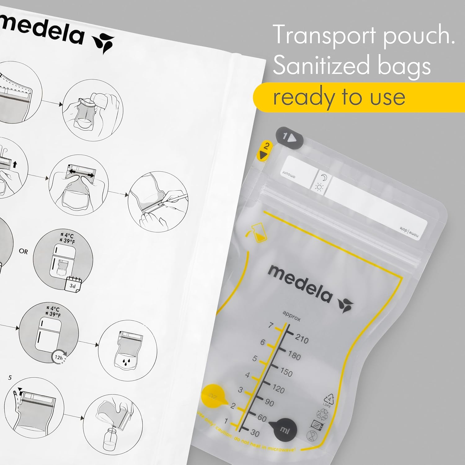 Medela Easy Pour Disposable Breastmilk Storage Bags, 210 ml Capacity, Leakproof Design with Milk Protection, Made Without BPA, Pack of 50 — Photograph 7 of 8