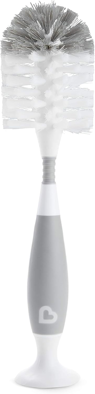 Munchkin Bristle Bottle Brush, bristle provide cleaner bottler, easy cleaning, with detachable teats cleaning brush, clean bottle for safe feed, Infant/Baby/Toddler/Kids, Color-Grey — Photograph 3 of 6