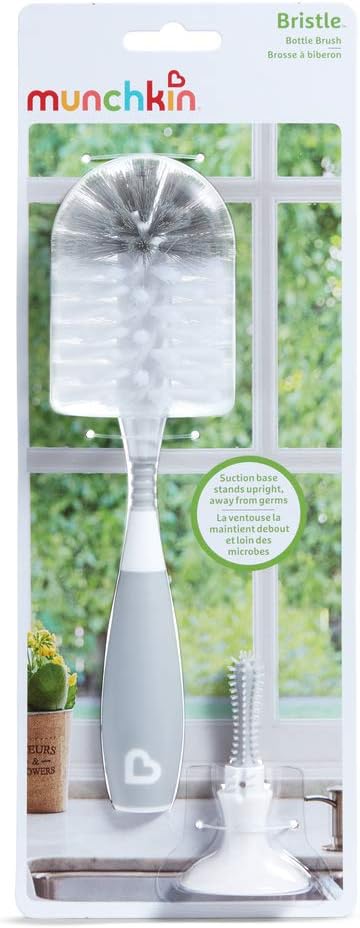 Munchkin Bristle Bottle Brush, bristle provide cleaner bottler, easy cleaning, with detachable teats cleaning brush, clean bottle for safe feed, Infant/Baby/Toddler/Kids, Color-Grey — Photograph 5 of 6