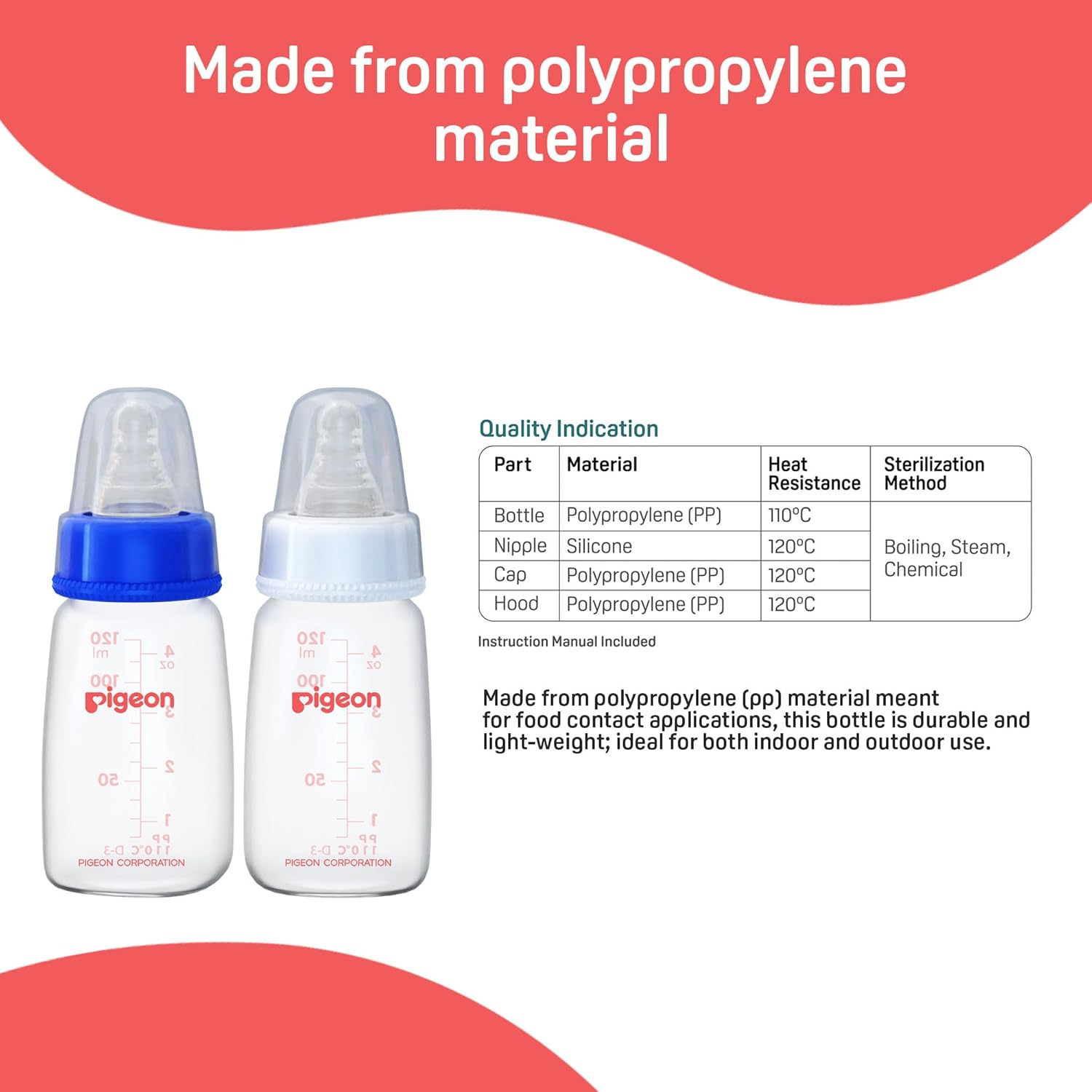 Pigeon Flexible Nursing Baby Feeding Bottle for New Born | Japan's No.1 Brand | Ideal for 0 Months+ Babies | BPA Free | Anti-Colic | Transparent | Blue and White Colour | 120ml | Pack of 2 — Photograph 6 of 7