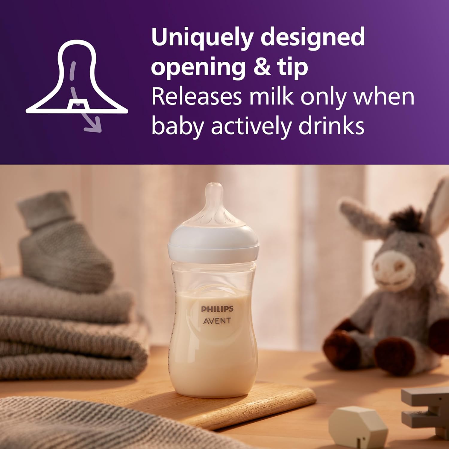 PHILIPS AVENT Natural Baby Bottle with Natural Response, Clear, 9oz, 4pk, SCY903/04, 9 Ounce — Photograph 4 of 10