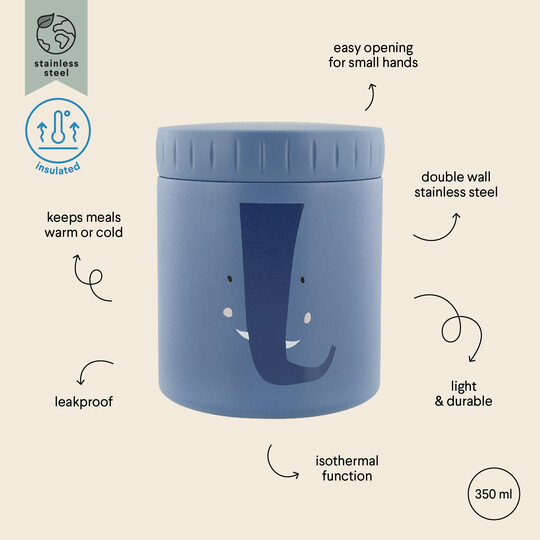 Trixie Insulated Food Jar (350ml) Mrs. Elephant - Blue — Photograph 3 of 3
