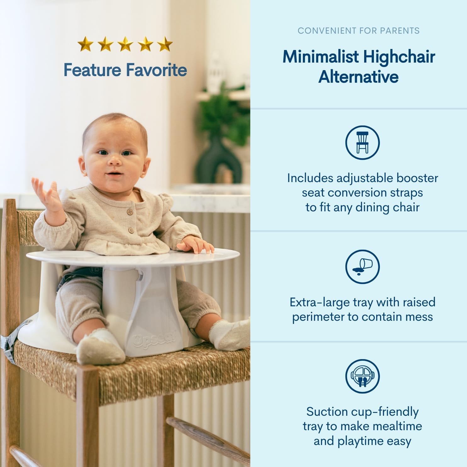Upseat Baby Floor Seat Booster Chair for Sitting Up with Removable Tray for Meals and Playtime, Developed with Physical Therapists for Safe and Healthy Hip Development and Posture (Coconut) — Photograph 2 of 8