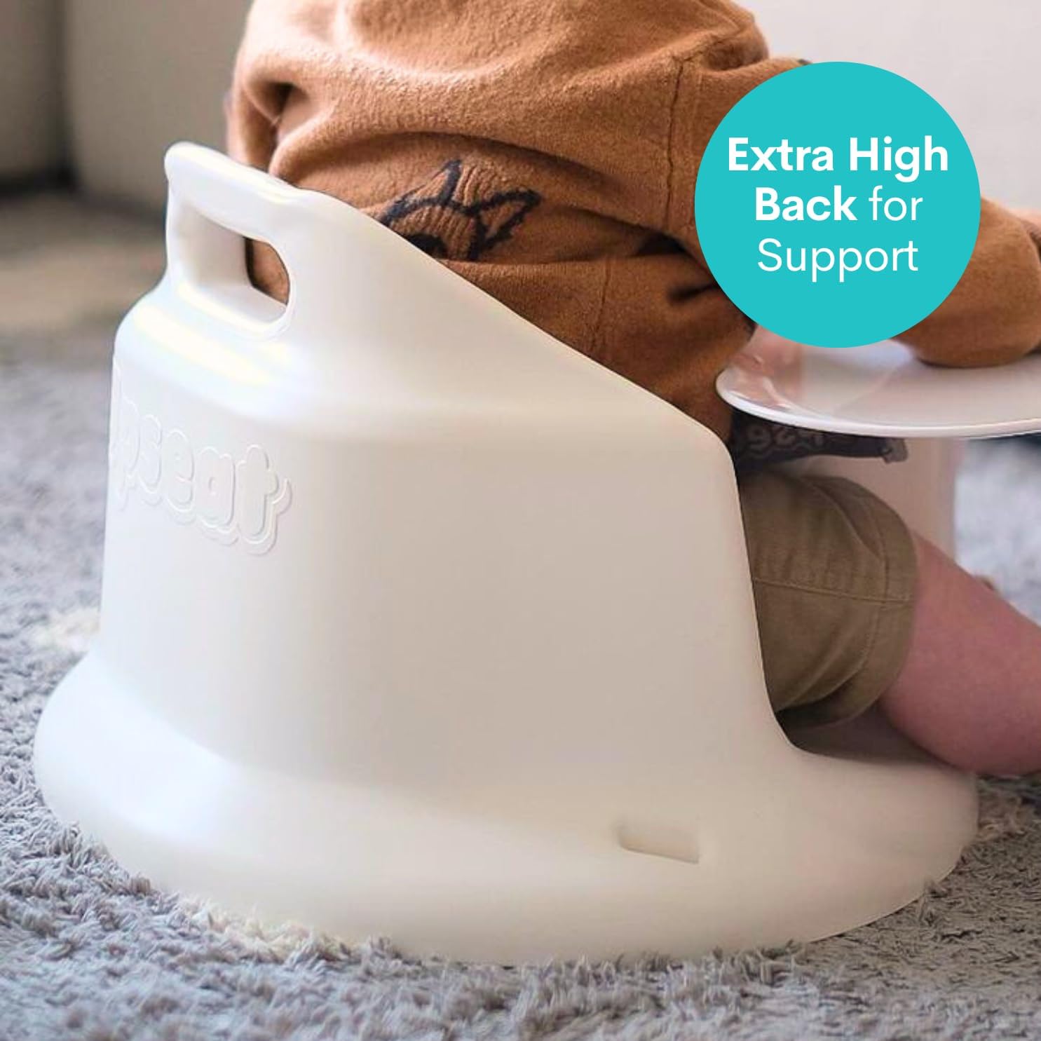 Upseat Baby Floor Seat Booster Chair for Sitting Up with Removable Tray for Meals and Playtime, Developed with Physical Therapists for Safe and Healthy Hip Development and Posture (Coconut) — Photograph 5 of 8