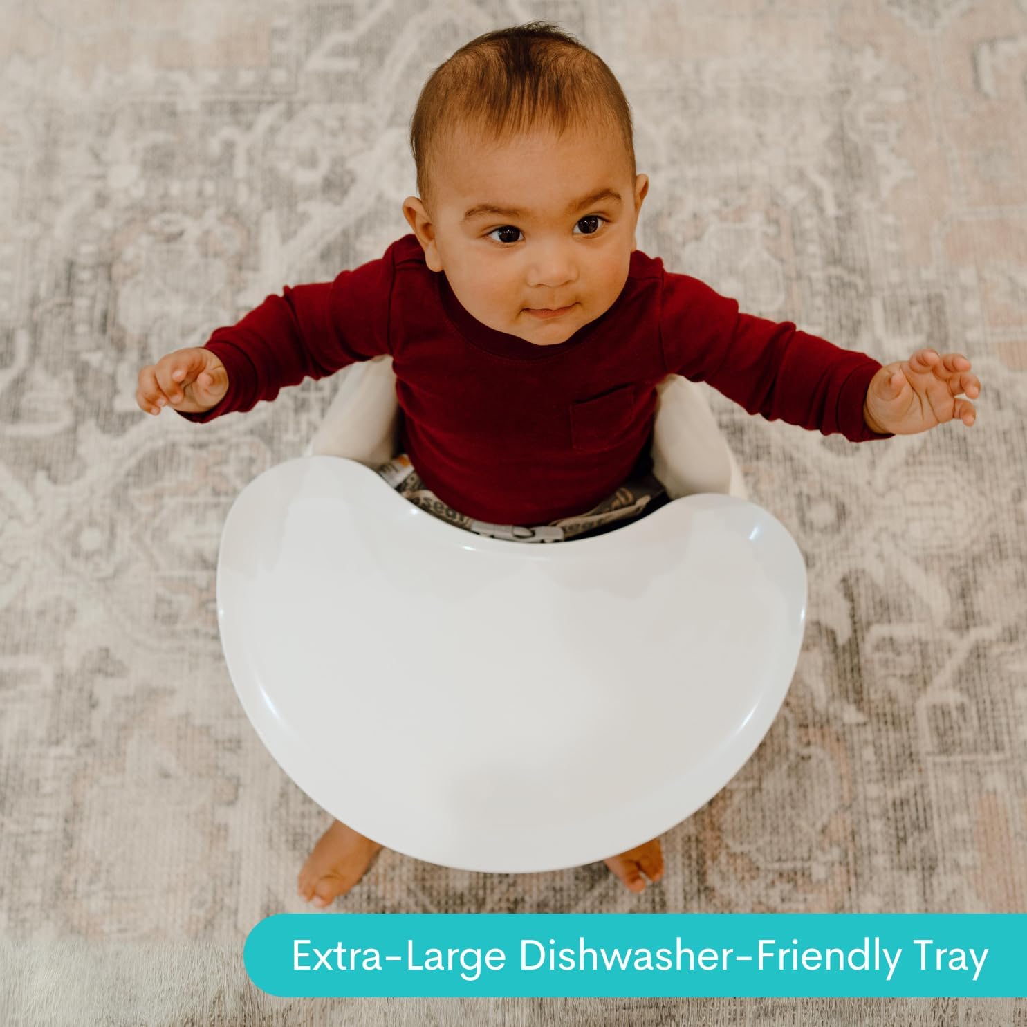Upseat Baby Floor Seat Booster Chair for Sitting Up with Removable Tray for Meals and Playtime, Developed with Physical Therapists for Safe and Healthy Hip Development and Posture (Coconut) — Photograph 8 of 8