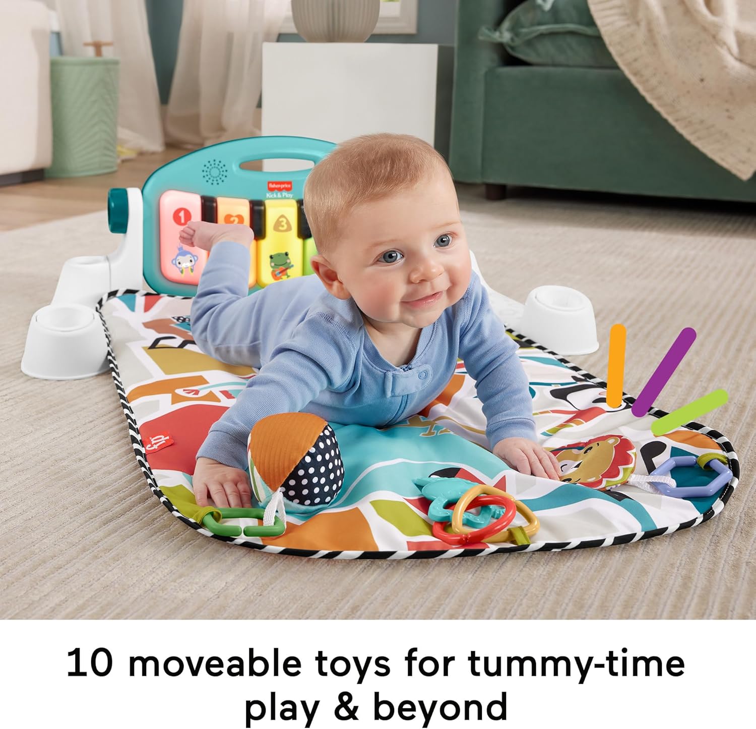 Fisher-Price Fisher Price Glow & Grow™ Kick & Play® Piano Gym Blue — Photograph 2 of 5