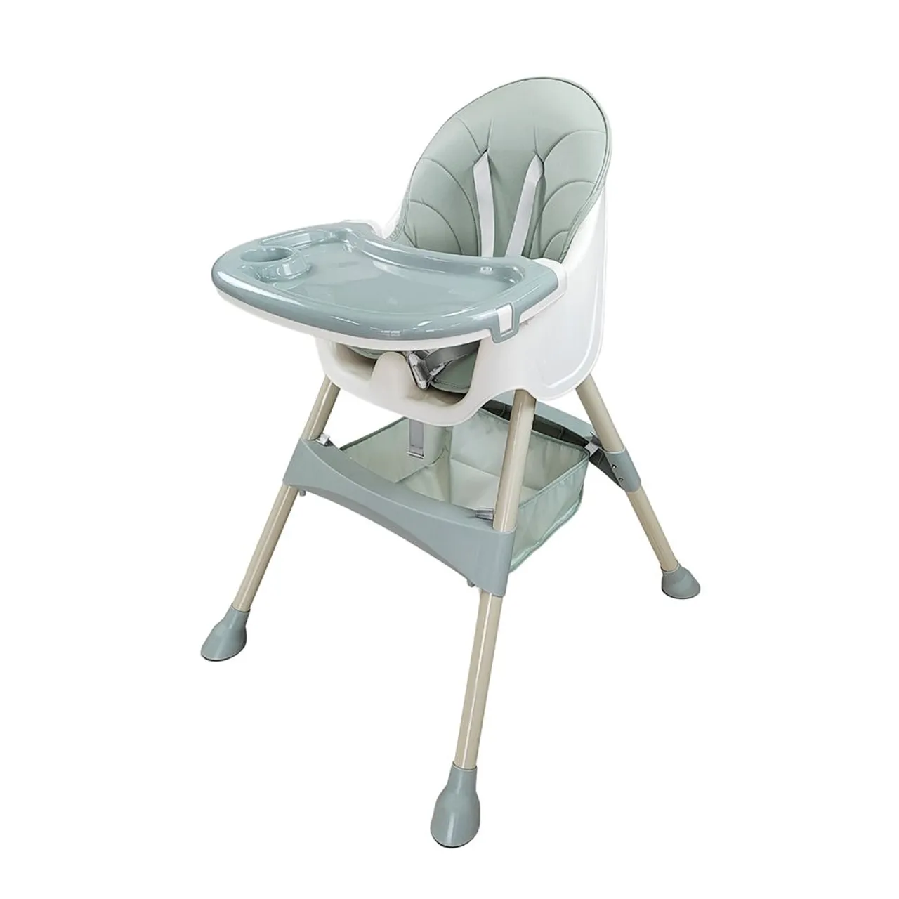 5 in 1 Convertible Baby High Chair, Foldable Toddler Dining Chair with Removable Tray, 5-Point Safety Harness, PU Cushion & Anti-Slip Base, Portable Height Adjustable High Chair for Kids — Photograph 2 of 9