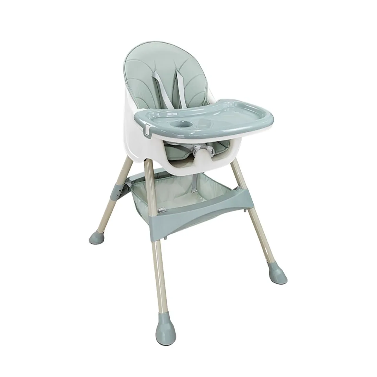 5 in 1 Convertible Baby High Chair, Foldable Toddler Dining Chair with Removable Tray, 5-Point Safety Harness, PU Cushion & Anti-Slip Base, Portable Height Adjustable High Chair for Kids — Photograph 3 of 9