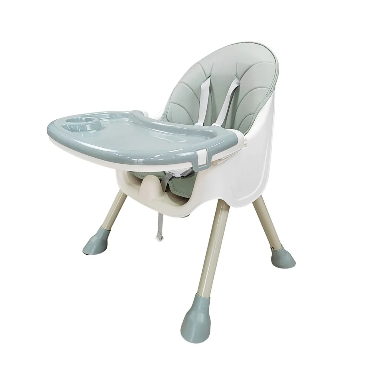 5 in 1 Convertible Baby High Chair, Foldable Toddler Dining Chair with Removable Tray, 5-Point Safety Harness, PU Cushion & Anti-Slip Base, Portable Height Adjustable High Chair for Kids — Photograph 5 of 9