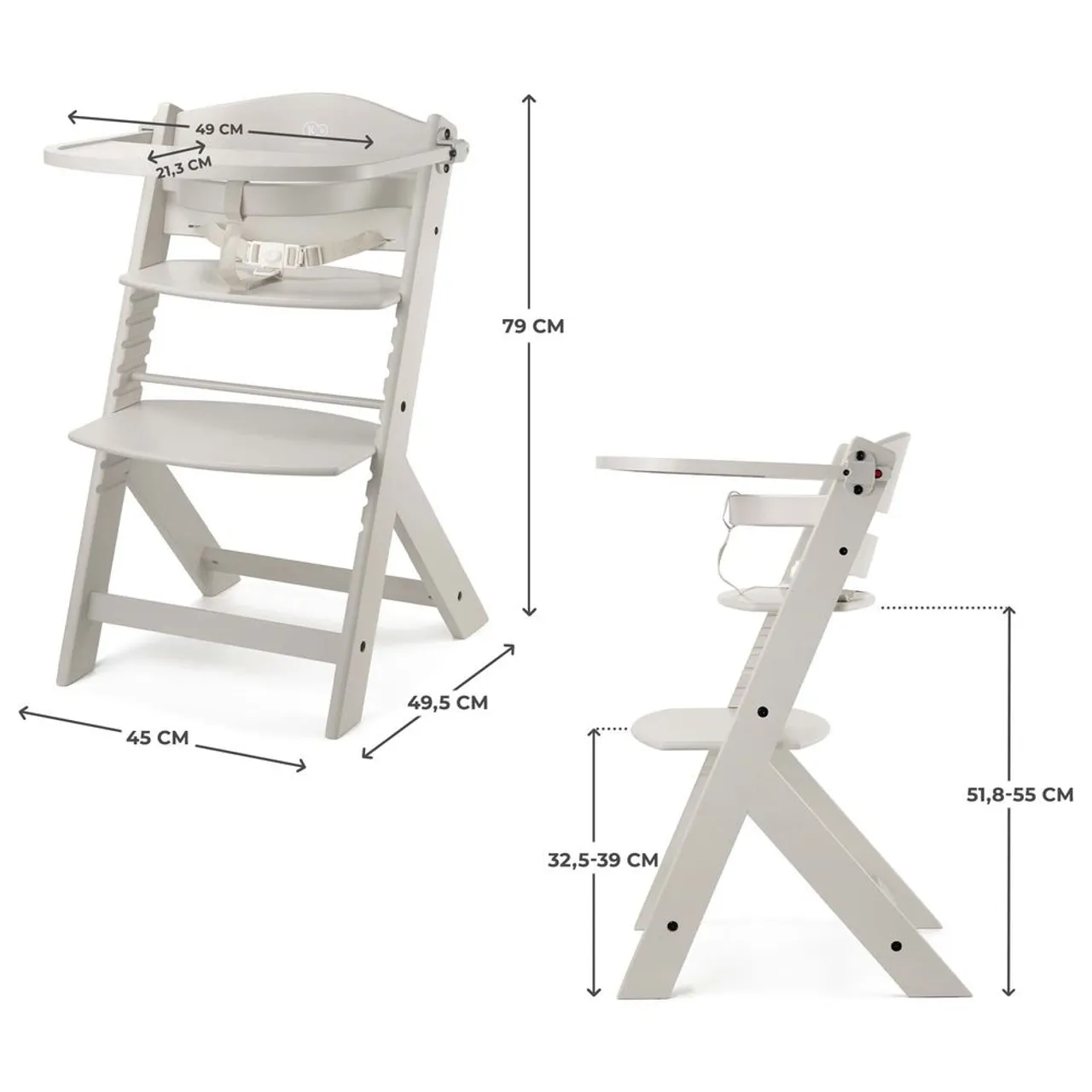 Kinderkraft ENOCK Wooden High Chair - White — Photograph 8 of 8