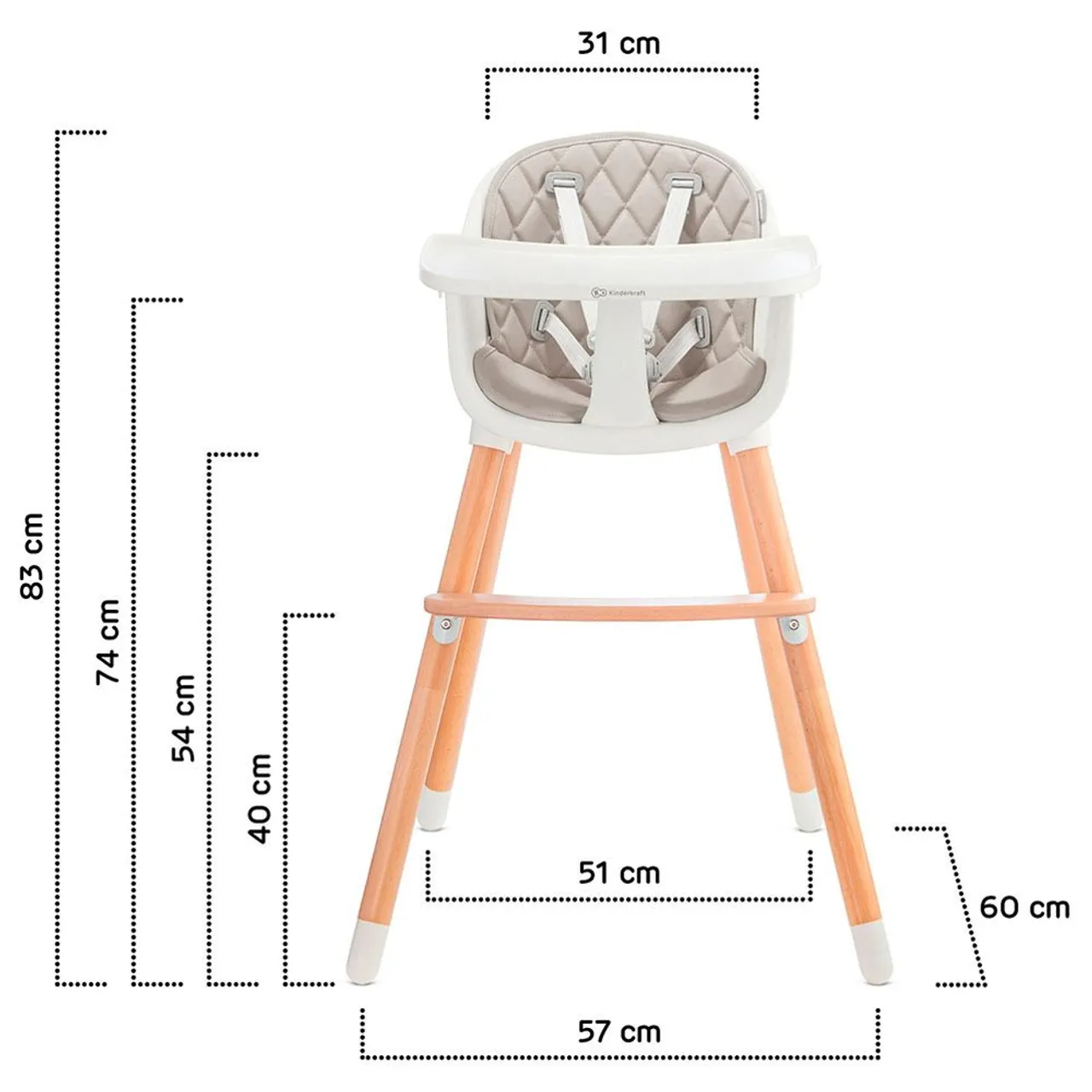 Kinderkraft SIENNA 2-in-1 High Chair - Grey — Photograph 12 of 19