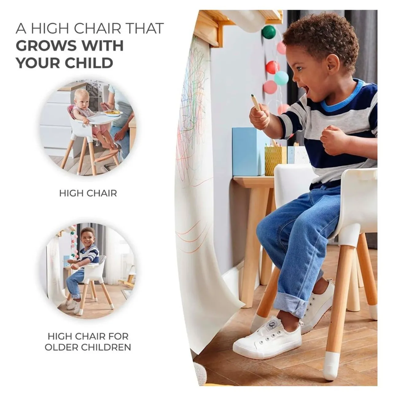 Kinderkraft SIENNA 2-in-1 High Chair - Grey — Photograph 16 of 19