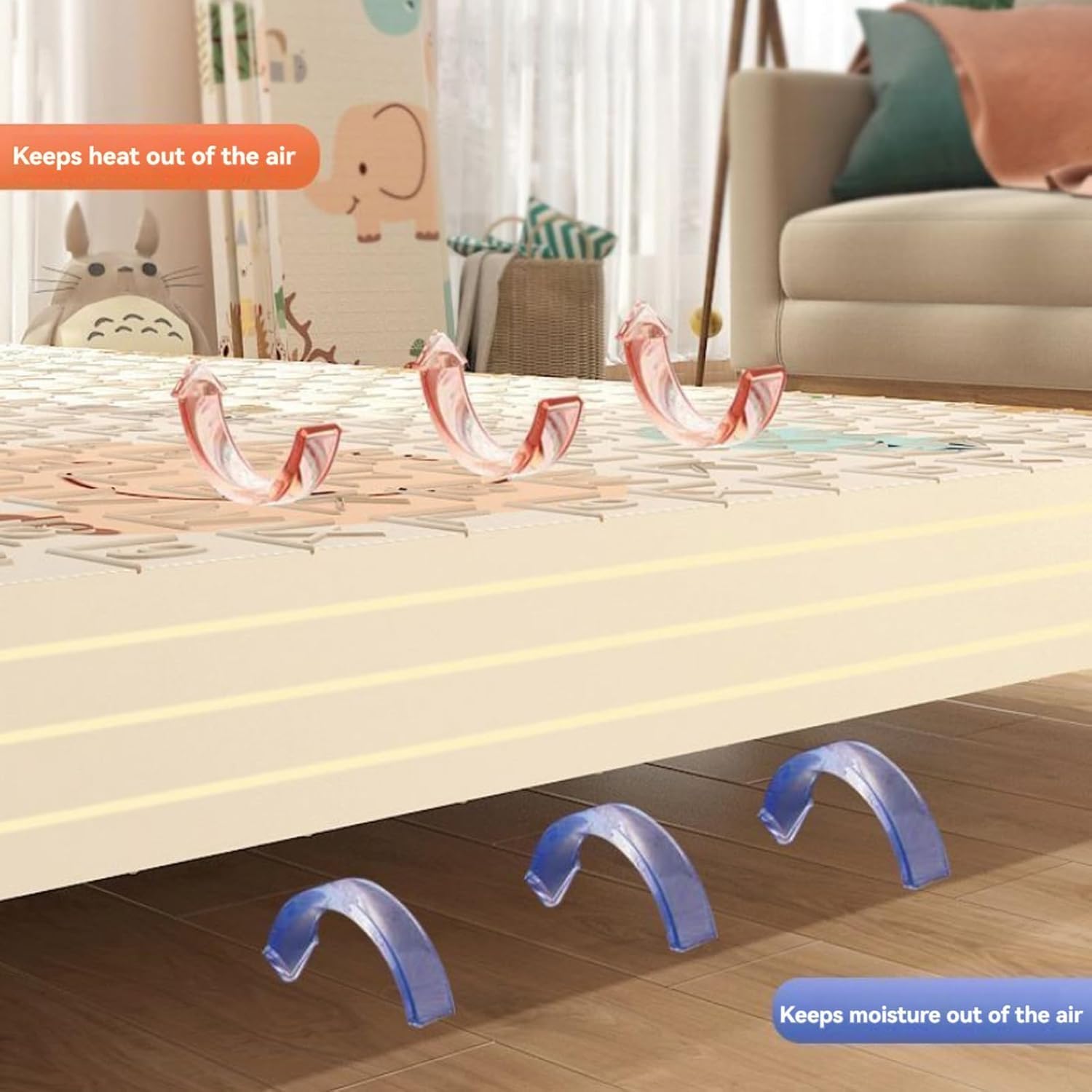 Beauenty Baby Play Mat, 200*180*1.5CM Waterproof Non-Slip Large Reversible Playmat Crawling Mat, Extra Thick Soft Baby Playmats for Playing or Camping Mat Bedroom Living Room Plush Carpet Area (A) — Photograph 4 of 8