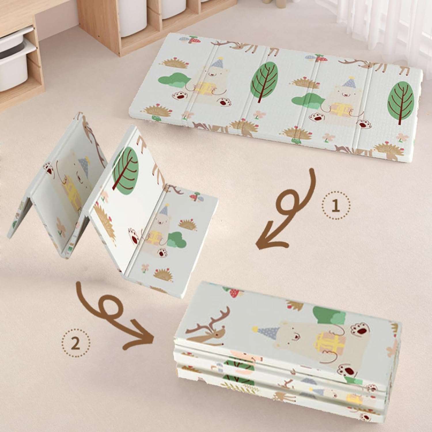 Beauenty Baby Play Mat, 200*180*1.5CM Waterproof Non-Slip Large Reversible Playmat Crawling Mat, Extra Thick Soft Baby Playmats for Playing or Camping Mat Bedroom Living Room Plush Carpet Area (A) — Photograph 7 of 8