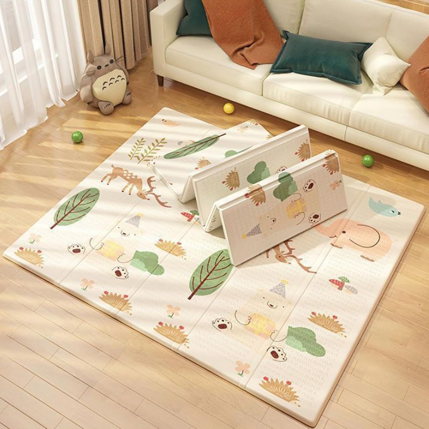 Beauenty Baby Play Mat, 200*180*1.5CM Waterproof Non-Slip Large Reversible Playmat Crawling Mat, Extra Thick Soft Baby Playmats for Playing or Camping Mat Bedroom Living Room Plush Carpet Area (A) — Photograph 8 of 8