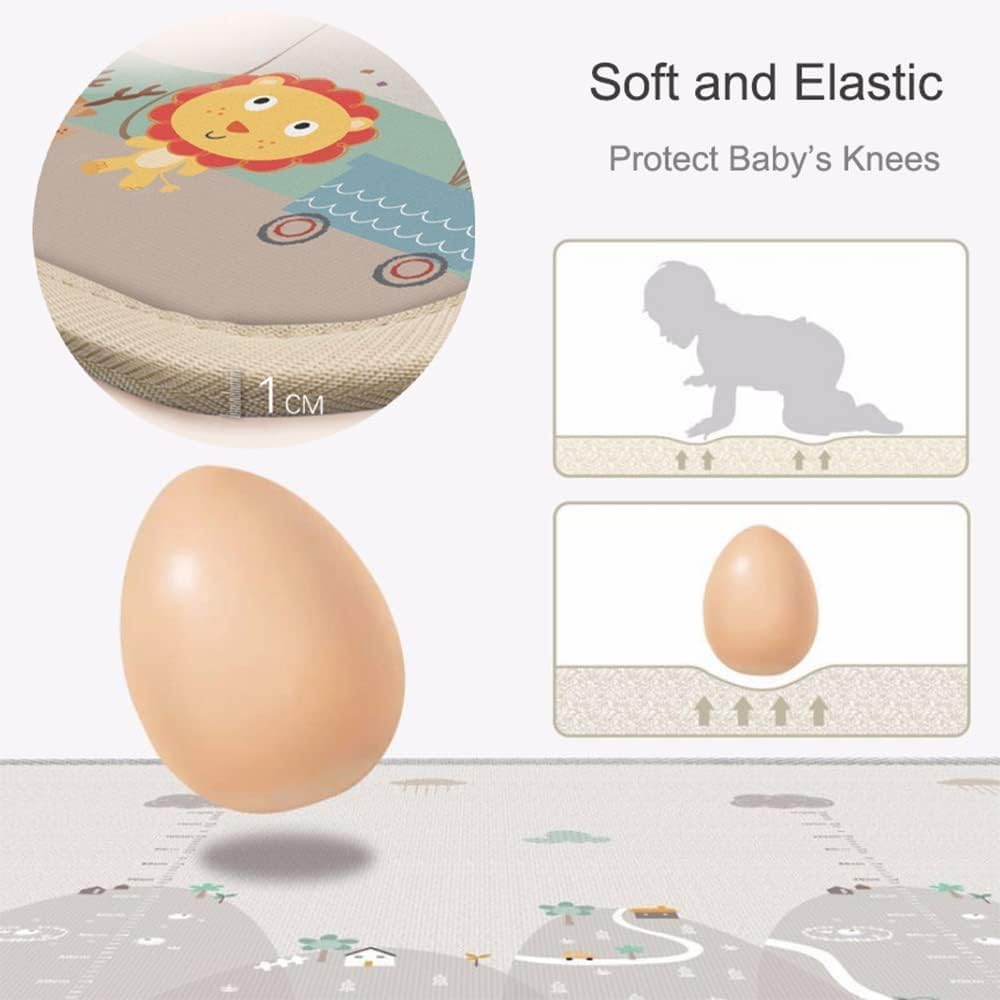 Beauenty Baby Play Mat, 200*180*1.5CM Waterproof Non-Slip Large Reversible Playmat Crawling Mat, Extra Thick Soft Baby Playmats for Playing or Camping Mat Bedroom Living Room Plush Carpet Area (B) — Photograph 4 of 9