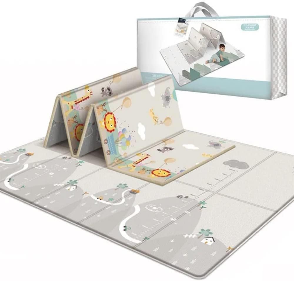 Beauenty Baby Play Mat, 200*180*1.5CM Waterproof Non-Slip Large Reversible Playmat Crawling Mat, Extra Thick Soft Baby Playmats for Playing or Camping Mat Bedroom Living Room Plush Carpet Area (B) — Photograph 8 of 9
