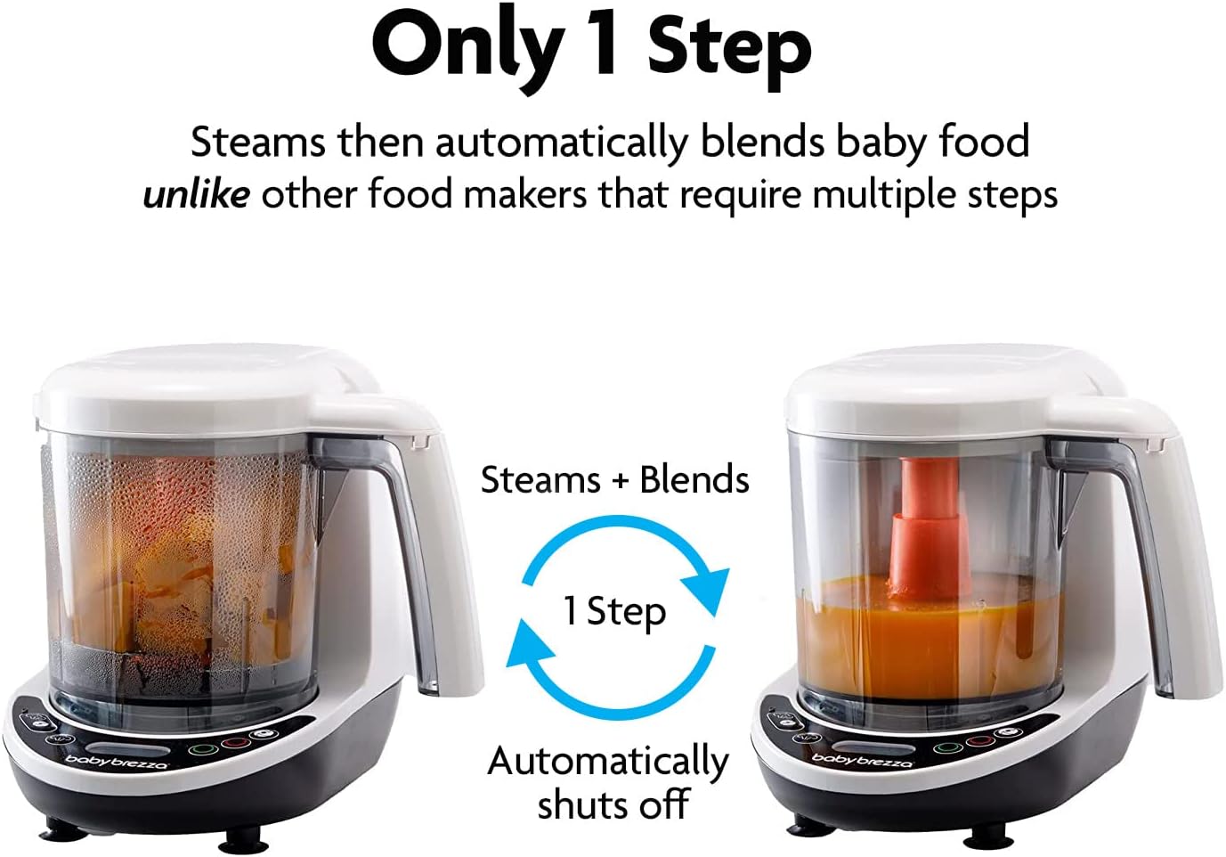 Baby Brezza One Step Baby Food Maker Deluxe Cooker and Blender in One to Steam and Puree Baby Food for Pouches - Make Organic Food for Infants and Toddlers - Set Includes 3 Pouches and 3 Funnels