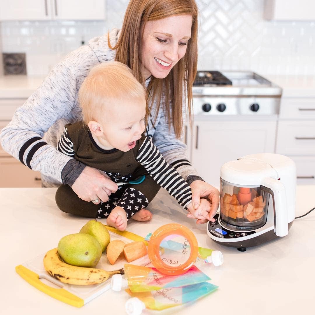 Baby Brezza One Step Baby Food Maker Deluxe Cooker and Blender in One to Steam and Puree Baby Food for Pouches - Make Organic Food for Infants and Toddlers - Set Includes 3 Pouches and 3 Funnels — Photograph 7 of 8