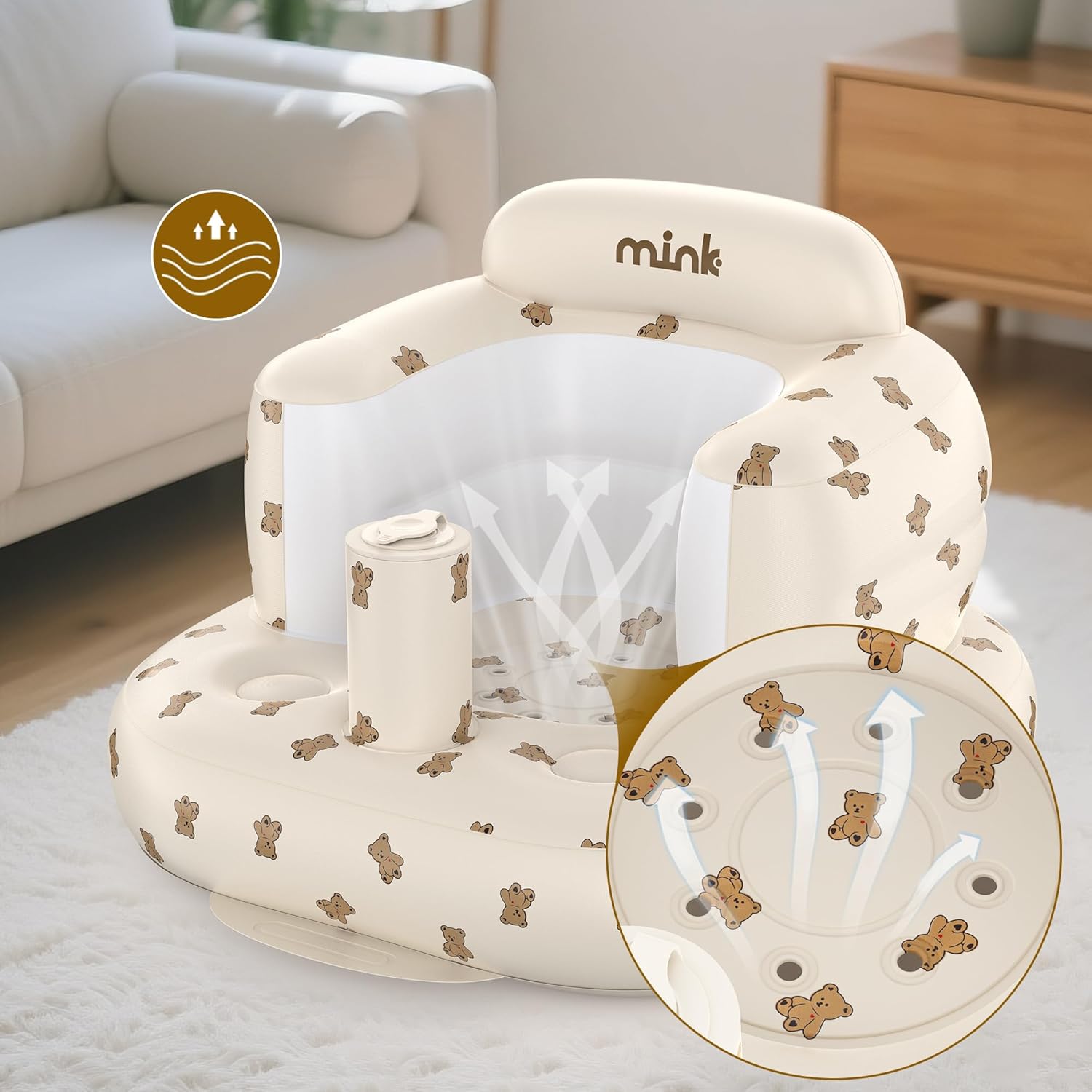 Baby Inflatable Seat for Babies 3-36 Months, Built in Air Pump Infant Back Support Sofa Toddler Chair for Sitting Up, Baby Floor Seater Gifts — Photograph 7 of 7