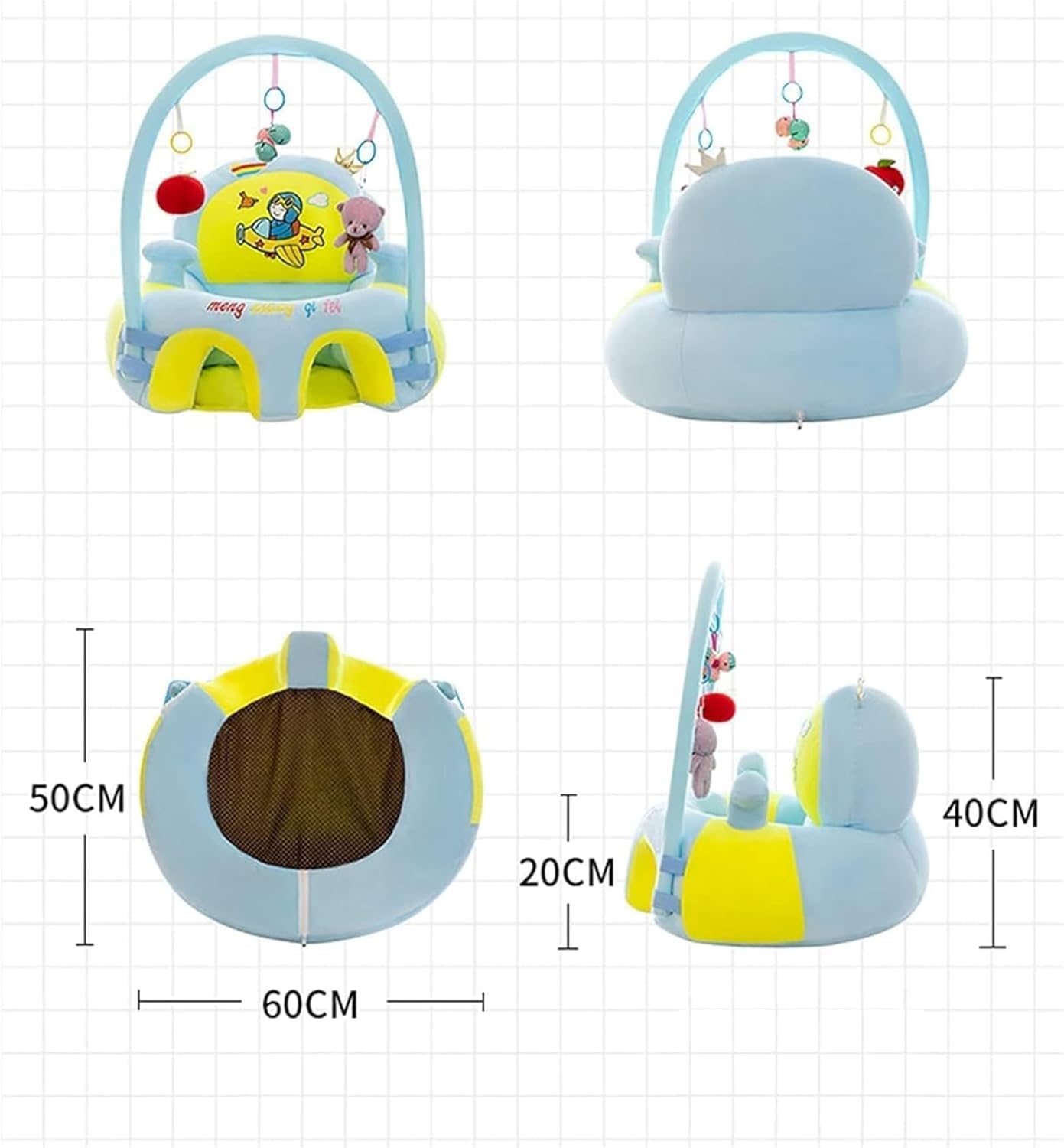MOTIM Baby Sofa Support Sitting Chair, Floor Seats for Sitting Up Support Seat Sofa, Soft Plush Cartoon Baby Learn Eating Chair, for Infants 0-3 Years with Plush Toys — Photograph 2 of 6