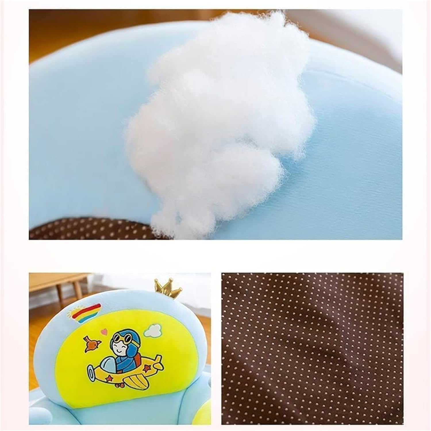 MOTIM Baby Sofa Support Sitting Chair, Floor Seats for Sitting Up Support Seat Sofa, Soft Plush Cartoon Baby Learn Eating Chair, for Infants 0-3 Years with Plush Toys — Photograph 3 of 6