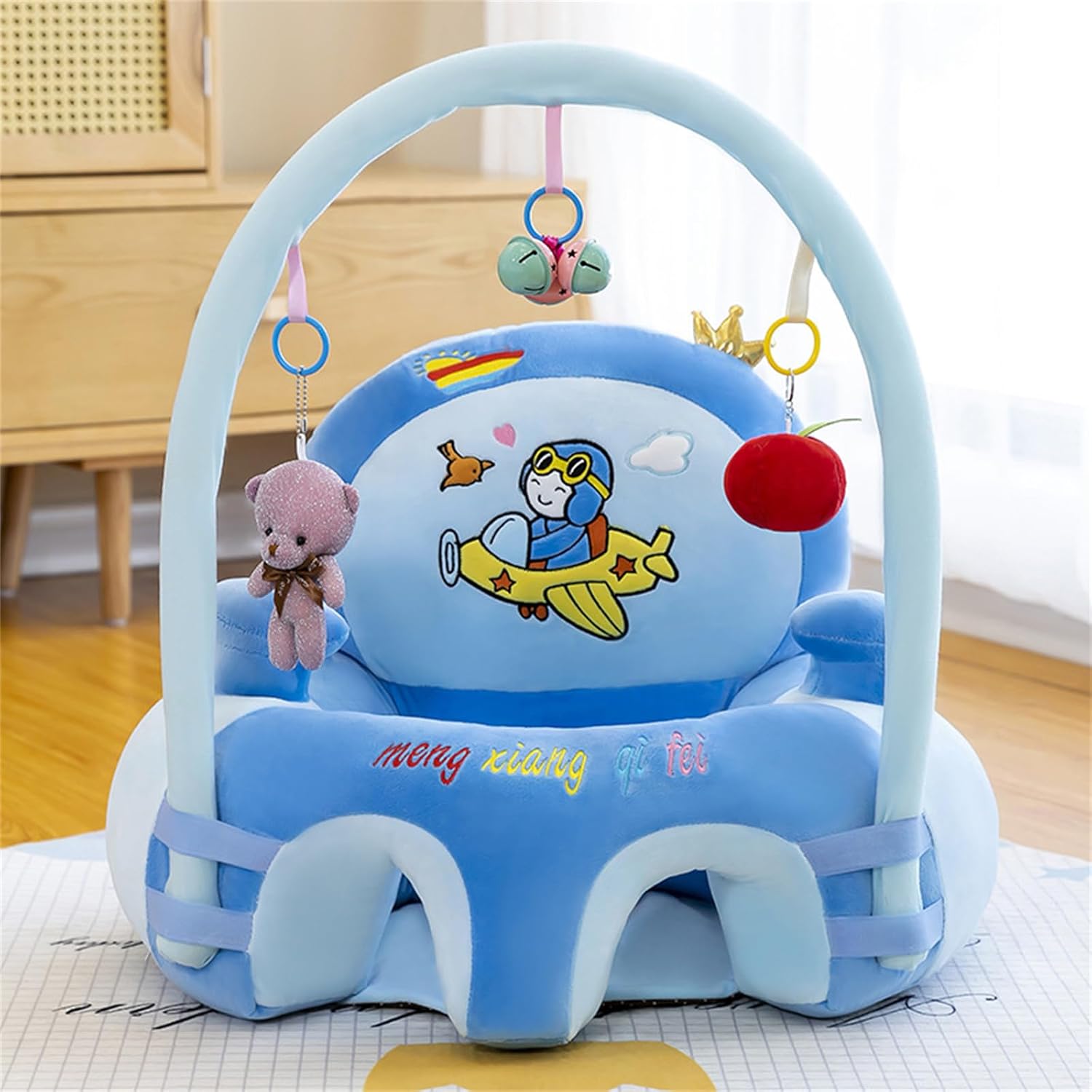 MOTIM Baby Sofa Support Sitting Chair, Floor Seats for Sitting Up Support Seat Sofa, Soft Plush Cartoon Baby Learn Eating Chair, for Infants 0-3 Years with Plush Toys — Photograph 4 of 6