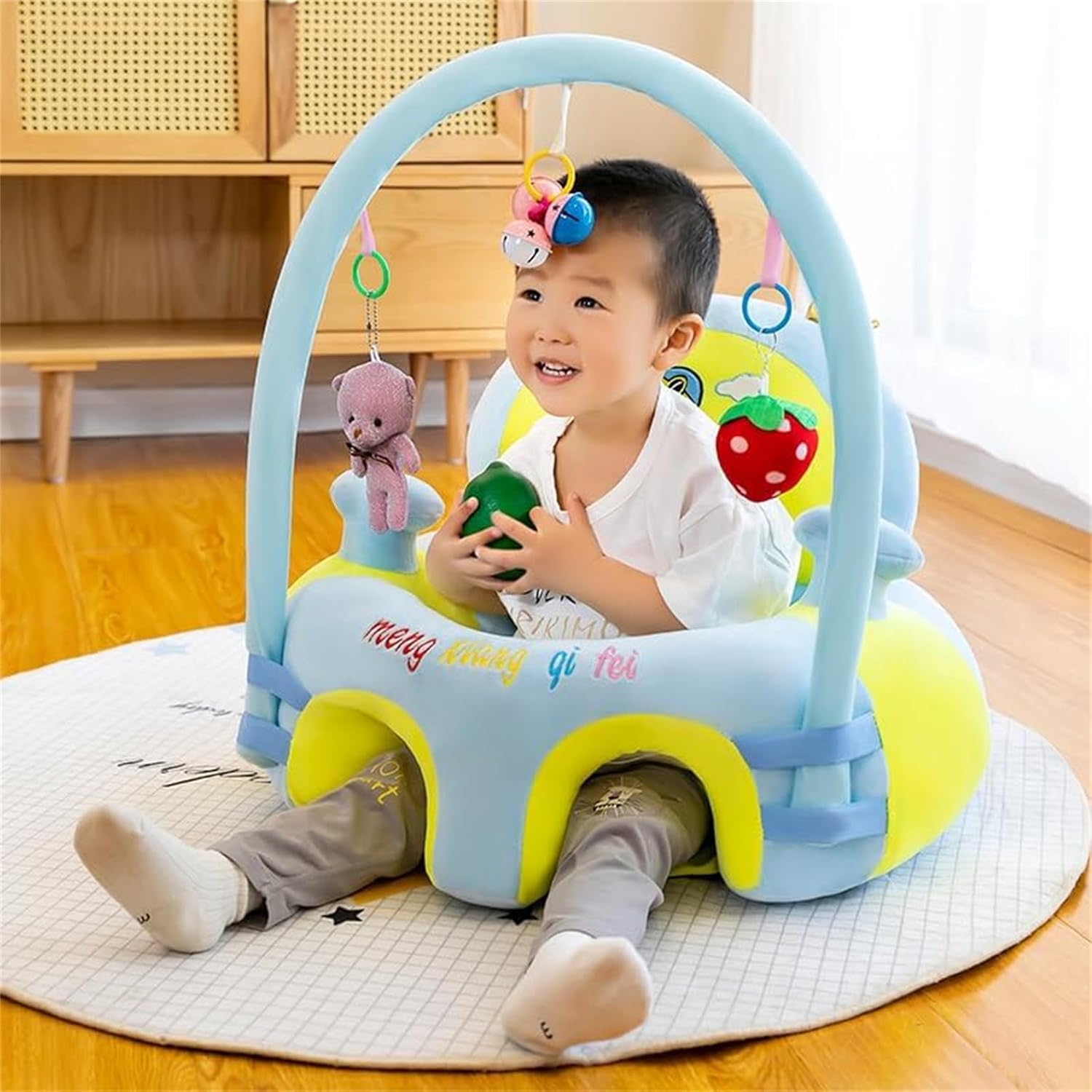 MOTIM Baby Sofa Support Sitting Chair, Floor Seats for Sitting Up Support Seat Sofa, Soft Plush Cartoon Baby Learn Eating Chair, for Infants 0-3 Years with Plush Toys — Photograph 5 of 6
